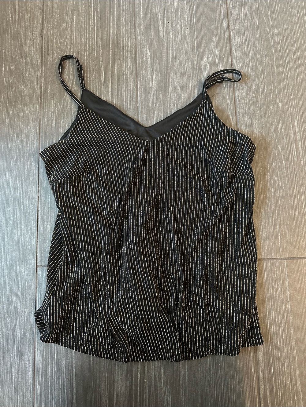 Metallic and Black Striped Camisole Top